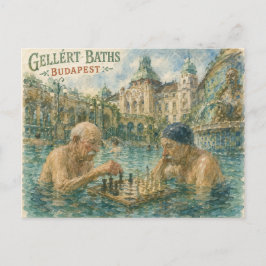 Schackmatch Gellert Baths Budapest Ungern Helg Vykort