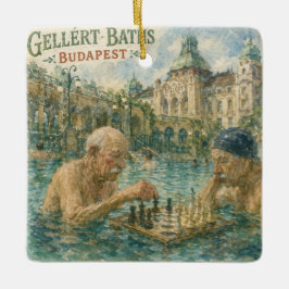 Schackmatch Gellert Baths Budapest Ungern Julgransprydnad Keramik