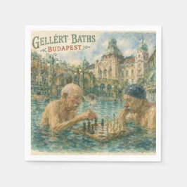Schackmatch Gellert Baths Budapest Ungern Pappersservett