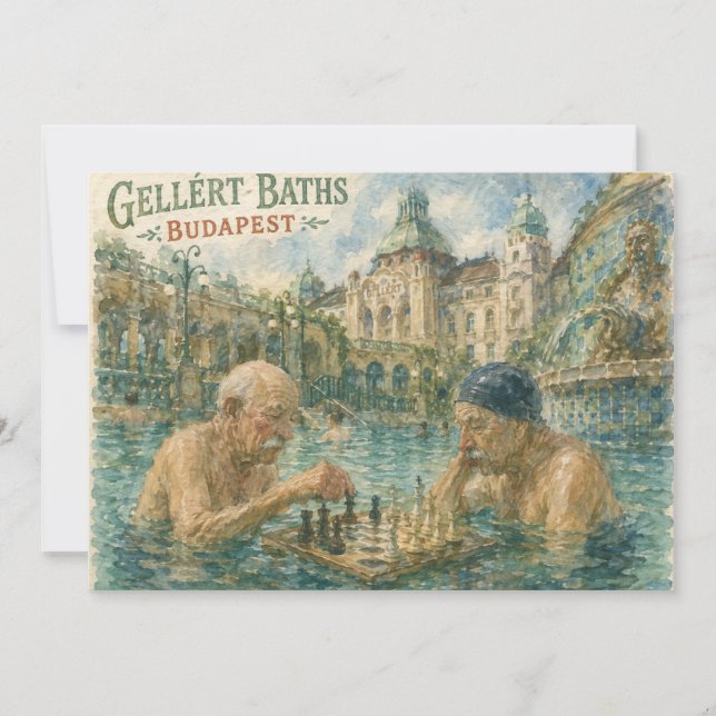 Schackmatch Gellert Baths Budapest Ungern Tack Kort (Framsida)