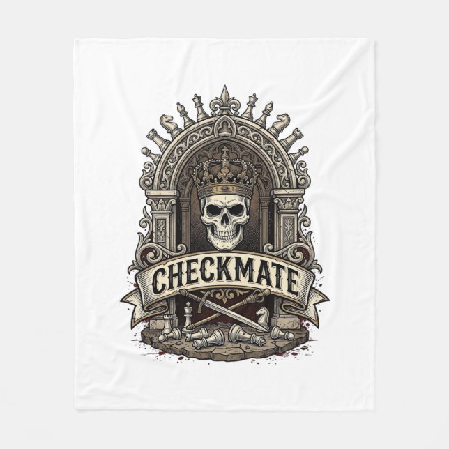 Schackmatt Skalle Kung Vintage Schack Fleecefilt (Framsidan)