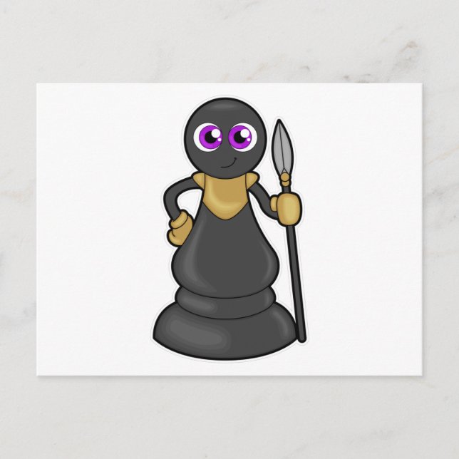 Schackpjäs Bond vid schack med spjut Vykort (Framsida)