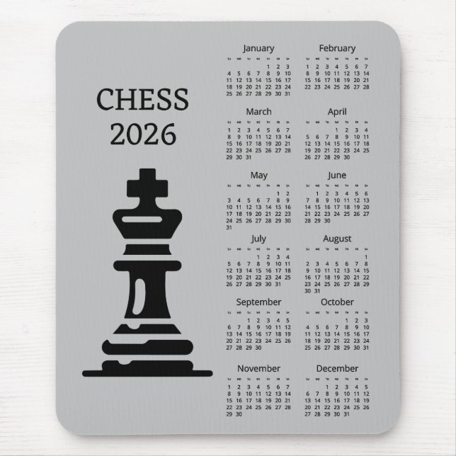 Schackpjäs Kung 2026 Kalender Musmatta (Framsidan)