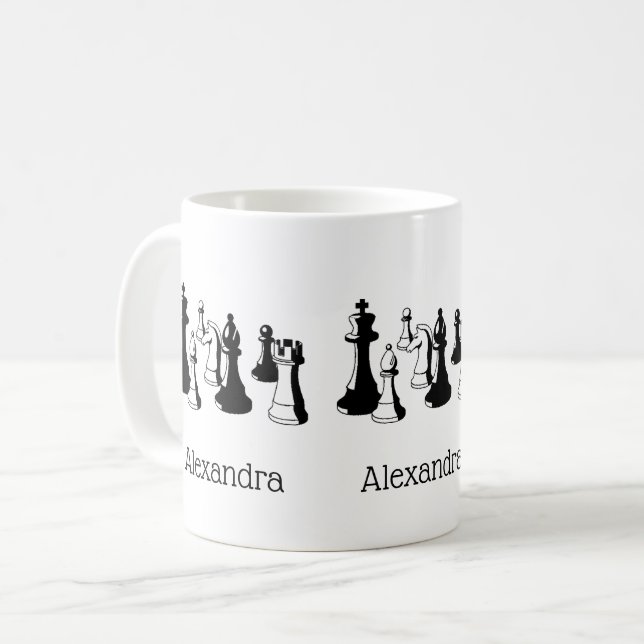 Schackpjäser Vintagekonst #2 Kaffemugg (Framsida vänster)