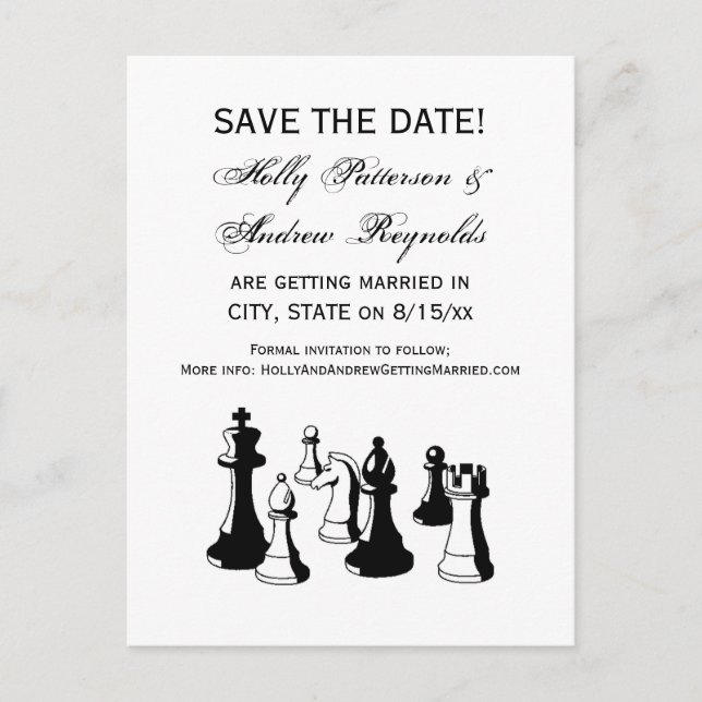 Schackpjäser Vintagekonst #2 Meddelande Vykort (Framsida)