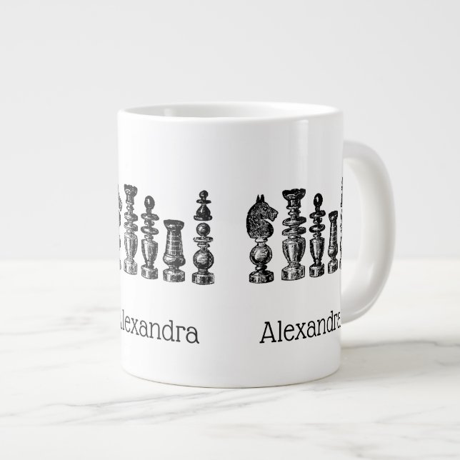 Schackpjäser Vintagekonst Jumbo Mugg (Framsida höger)