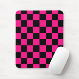 Schackrutiga rutor varmt rosa svart geometrisk ret musmatta