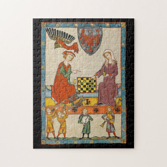 Schackspel 1300-tals Codex Manesse Pussel (Vertikal)
