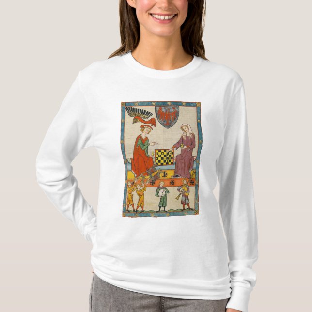 Schackspel 1300-tals Codex Manesse T Shirt (Framsida)