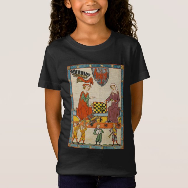 Schackspel 1300-tals Codex Manesse T Shirt (Framsida)