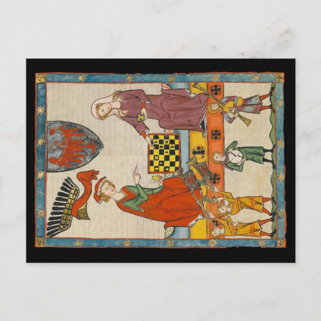 Schackspel 1300-tals Codex Manesse Vykort (Framsida)