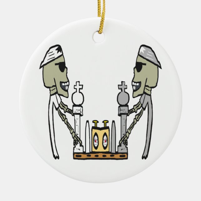 Schackspelande Julgransprydnad Keramik (Framsidan)
