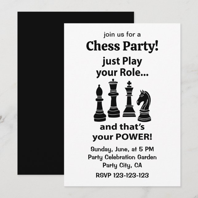 Schackspelarfest Inbjudningar (Fram/baksida)