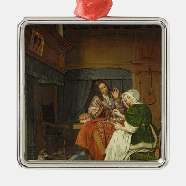 Schackspelarna, c.1670 julgransprydnad metall (Framsidan)