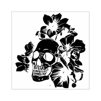 Schädel mit Mangnolia Blumen Stämpel