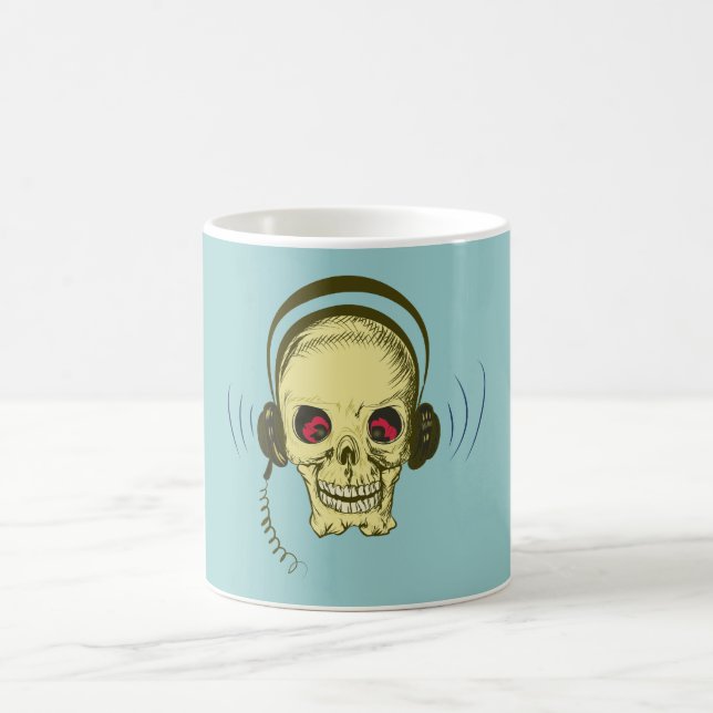 Schädel Totenkopf Kopfhörer skull earphones Kaffemugg (Center)
