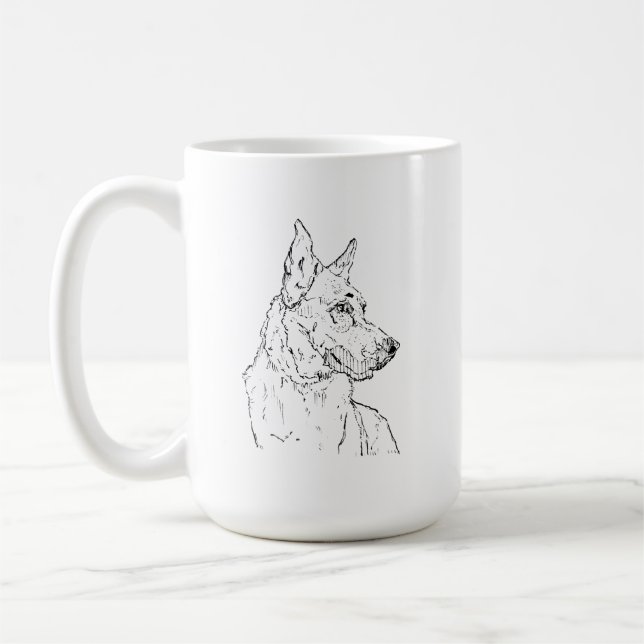 Schäferhund Alsatian Hund Konst Kaffemugg (Vänster)