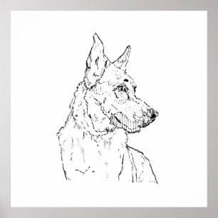 Schäferhund Alsatian Hund Konst Poster