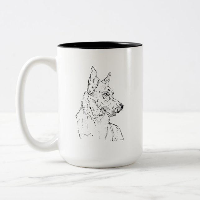 Schäferhund Alsatian Hund Konst Två-Tonad Mugg (Vänster)