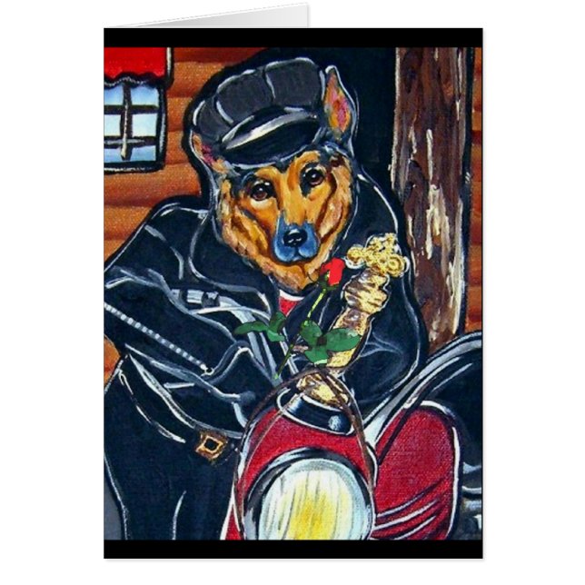Schäferhund  Biker Hälsningskort (Framsidan)