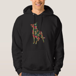 Schäferhund Blomma Rolig Hund Silhuett Blommig Hoodie