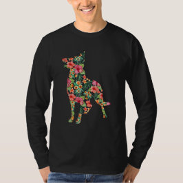Schäferhund Blomma Rolig Hund Silhuett Blommig T Shirt