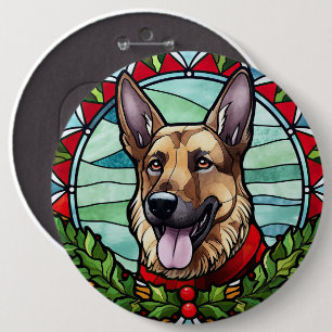 Schäferhund Glas-i-färger Jul Knapp