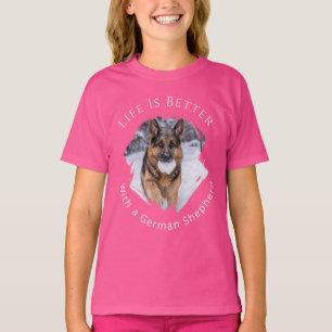 Schäferhund GSD Foto Livet är Bättre Barn T Shirt