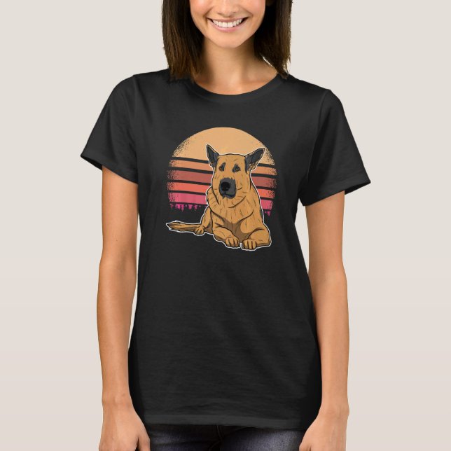 Schäferhund Gsd Solnedgång  4 T Shirt (Framsida)