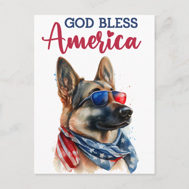 Schäferhund, Gud välsigne Amerika vykort (Framsida)