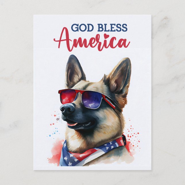 Schäferhund, Gud välsigne Amerika vykort (Framsida)