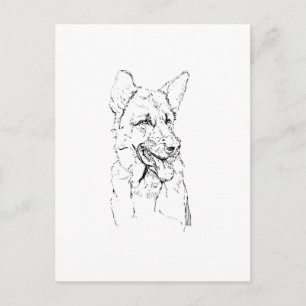 Schäferhund, Hund Illustration Personlig Vykort