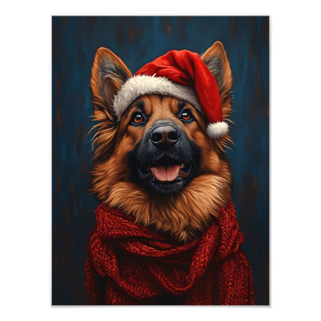 Schäferhund i en tomteluva fototryck (Framsidan)