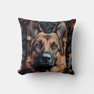 Schäferhund i löv kudde