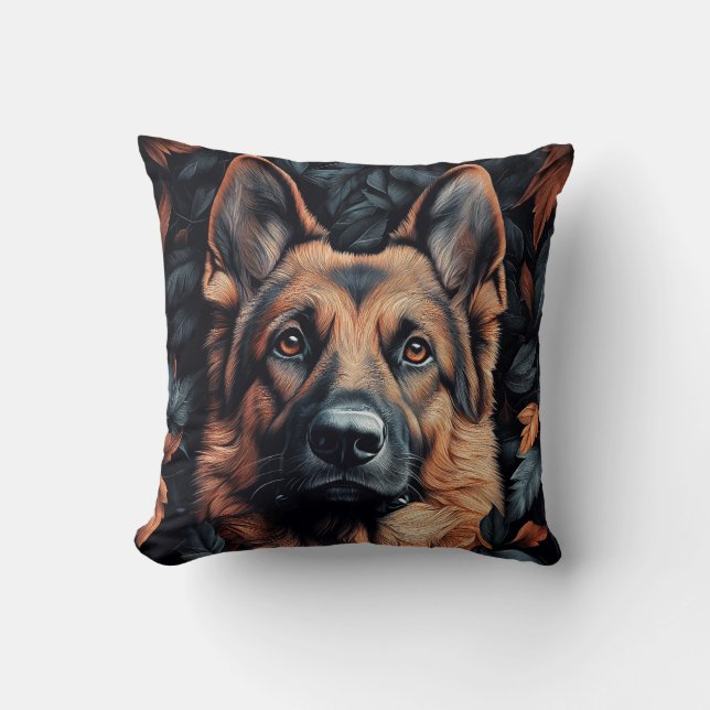 Schäferhund i löv kudde (Framsida)