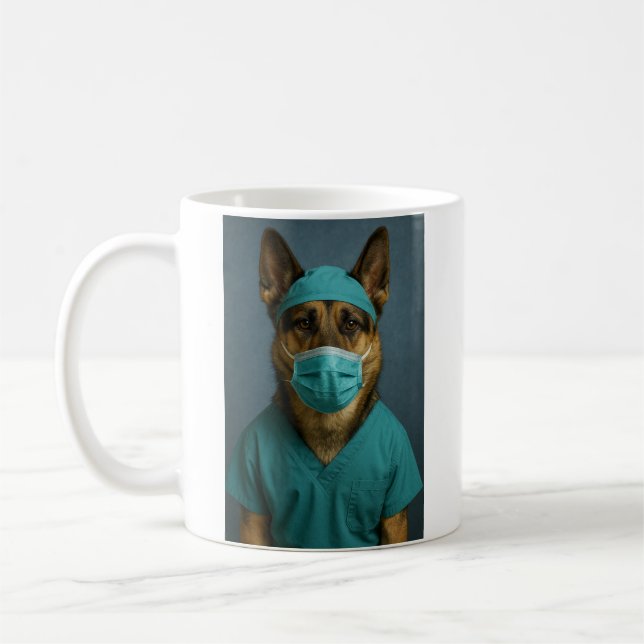 Schäferhund i operationskläder kaffemugg (Vänster)