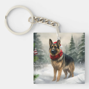 Schäferhund i snö jul