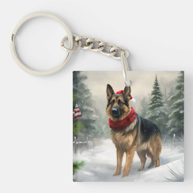 Schäferhund i snö jul (Framsidan)