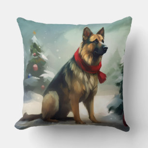 Schäferhund i snö jul kudde
