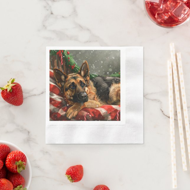 Schäferhund Jul Festlig Pappersservett (Insitu)