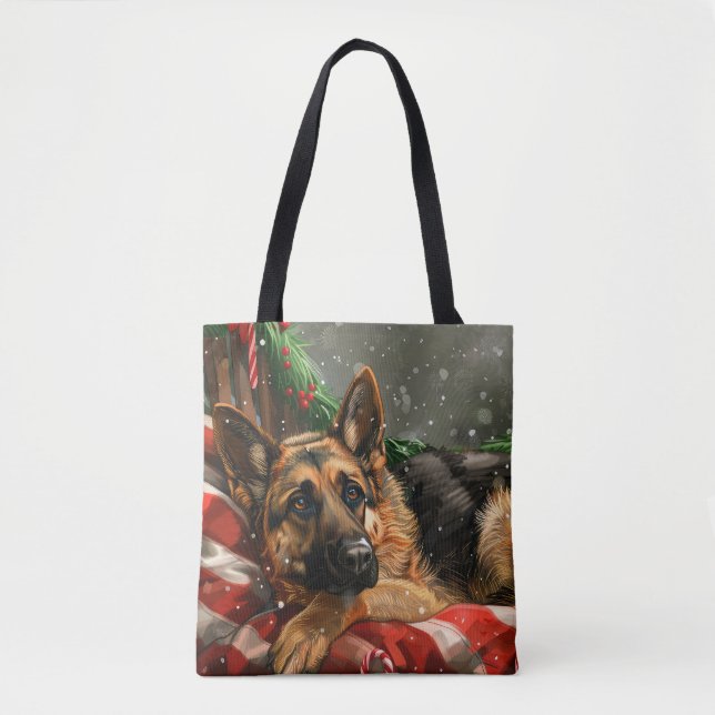 Schäferhund Jul Festlig Tygkasse (Framsida)