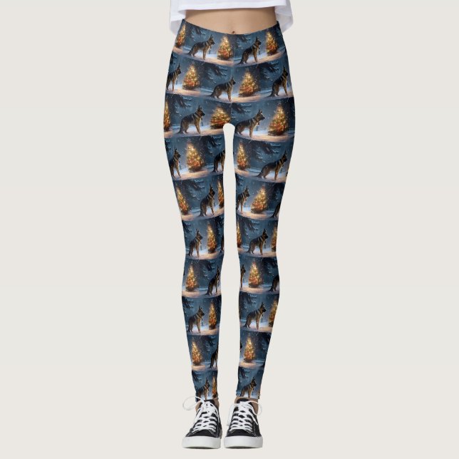 Schäferhund Jul Firande Säsong Leggings (Framsida)