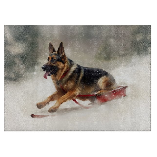 Schäferhund jul snö vinter (Framsidan)