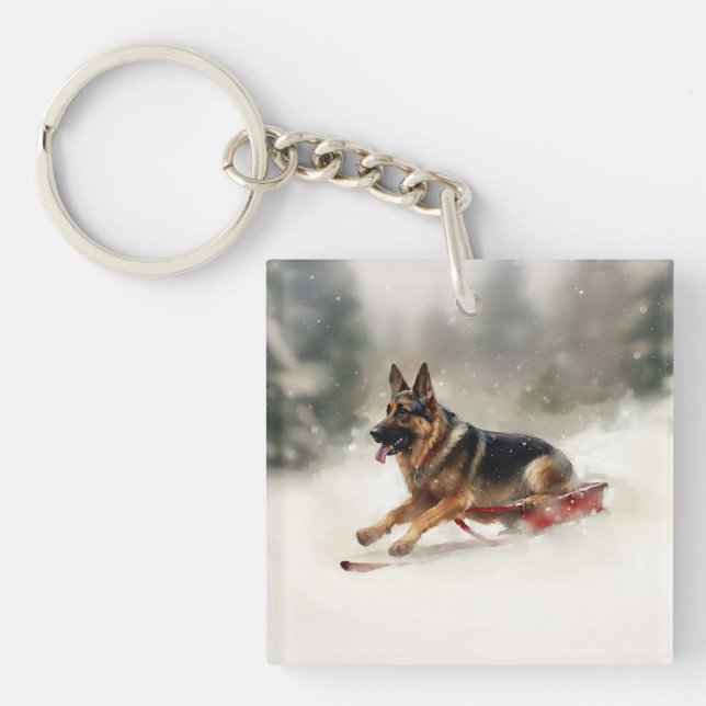 Schäferhund jul snö vinter (Framsidan)