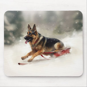 Schäferhund jul snö vinter musmatta