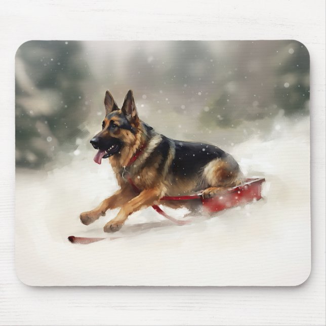 Schäferhund jul snö vinter musmatta (Framsidan)