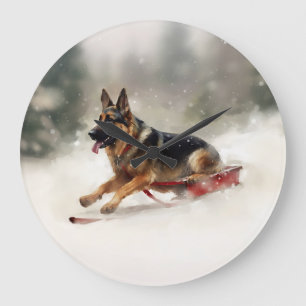 Schäferhund jul snö vinter stor klocka