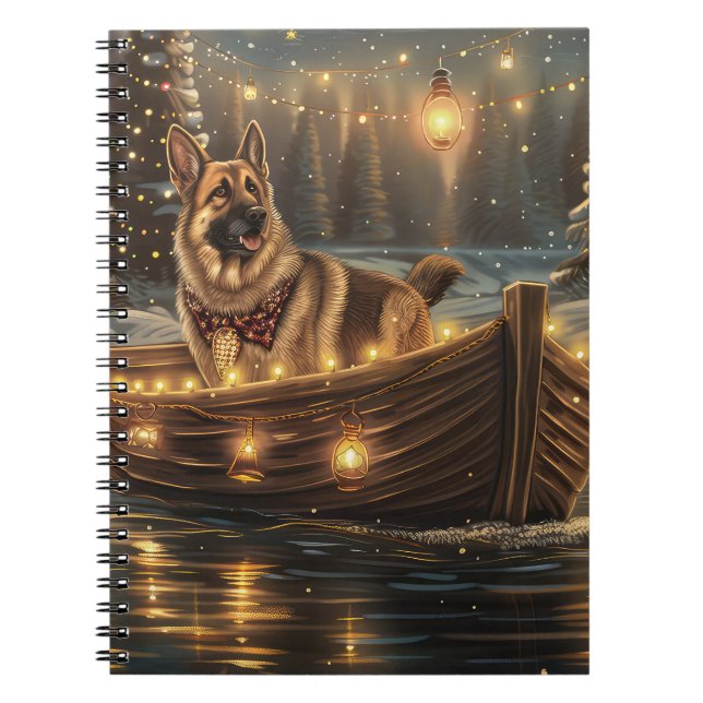 Schäferhund Julfestlig resa Anteckningsbok (Framsidan)