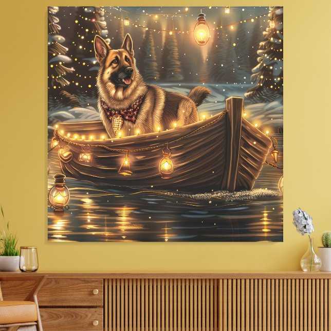 Schäferhund Julfestlig resa Canvastryck (Insitu (Vardagsrum))