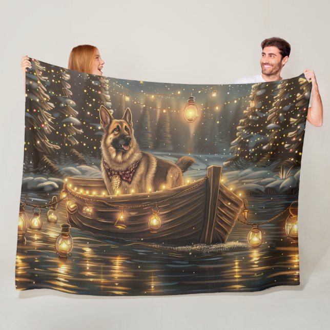 Schäferhund Julfestlig resa Fleecefilt (På plats)